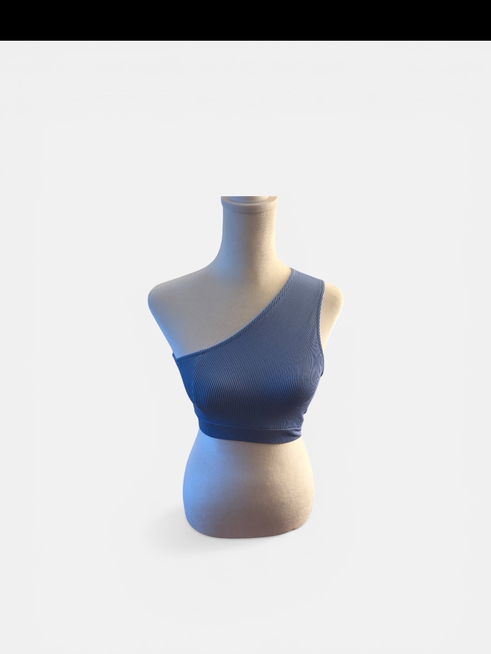 aerie One-Shoulder Ribbed Crop Tank in Blue